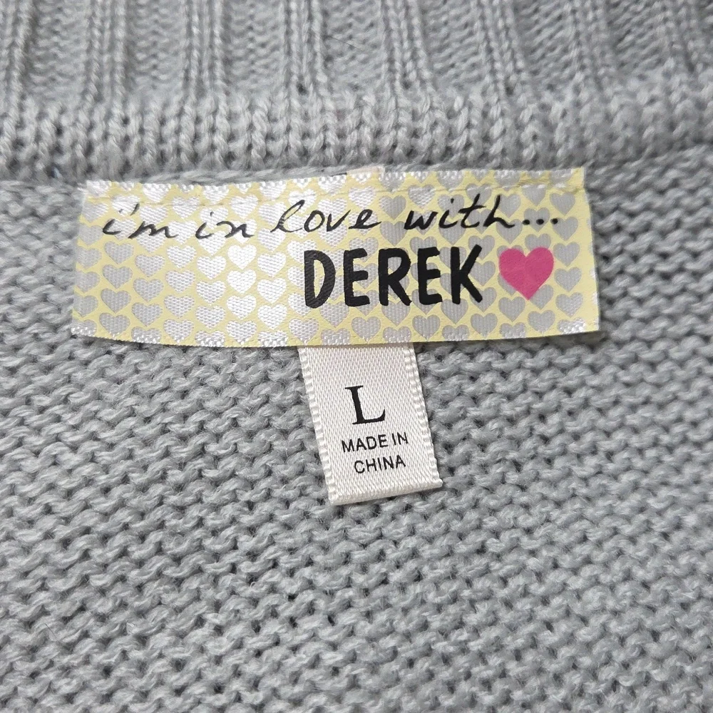 WITH LOVE DEREK CHRISTMAS SWEATER FUZZY POLAR BEAR SCARF & MITTENS
